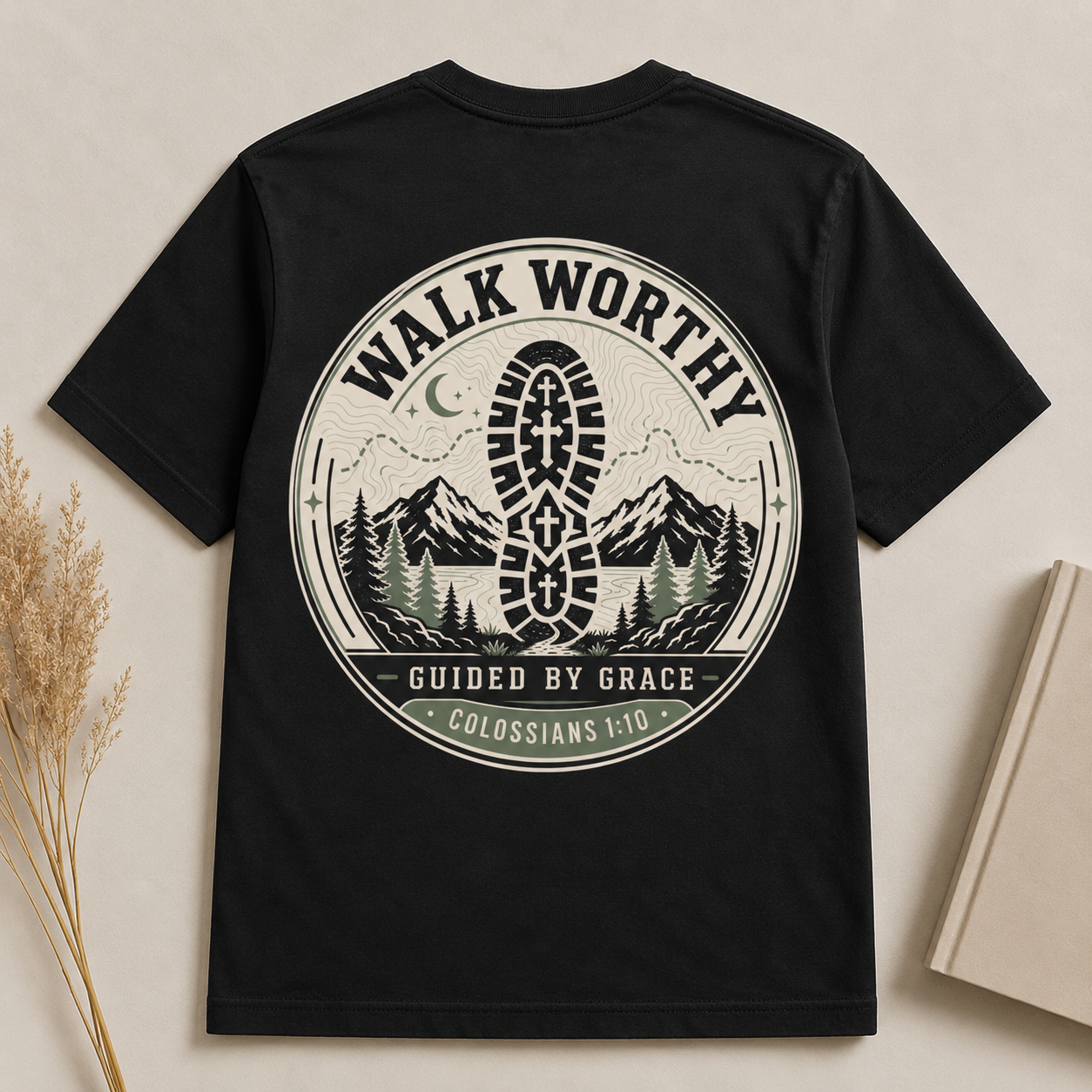 WALK WORTHY | COLOSSIANS 1:10  Christian T-Shirt | Back Print