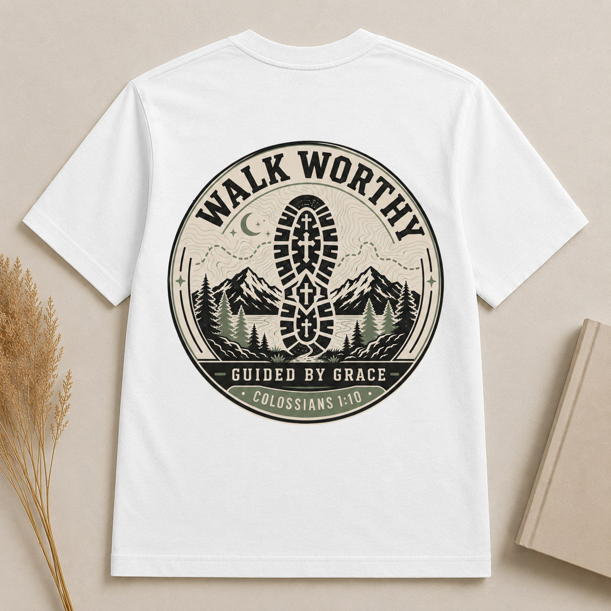 WALK WORTHY | COLOSSIANS 1:10  Christian T-Shirt | Back Print