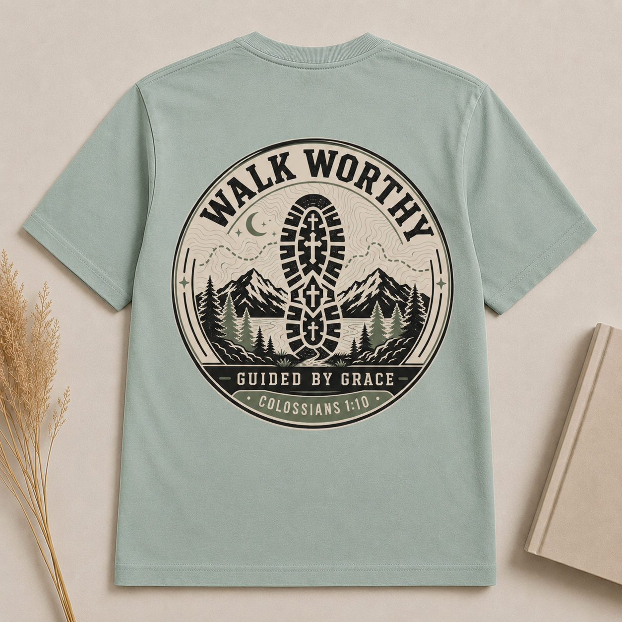 WALK WORTHY | COLOSSIANS 1:10  Christian T-Shirt | Back Print