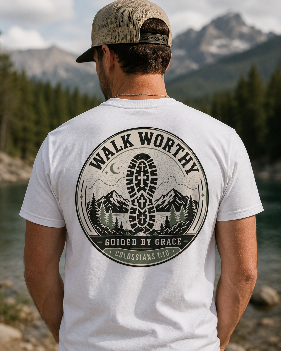 WALK WORTHY | COLOSSIANS 1:10  Christian T-Shirt | Back Print