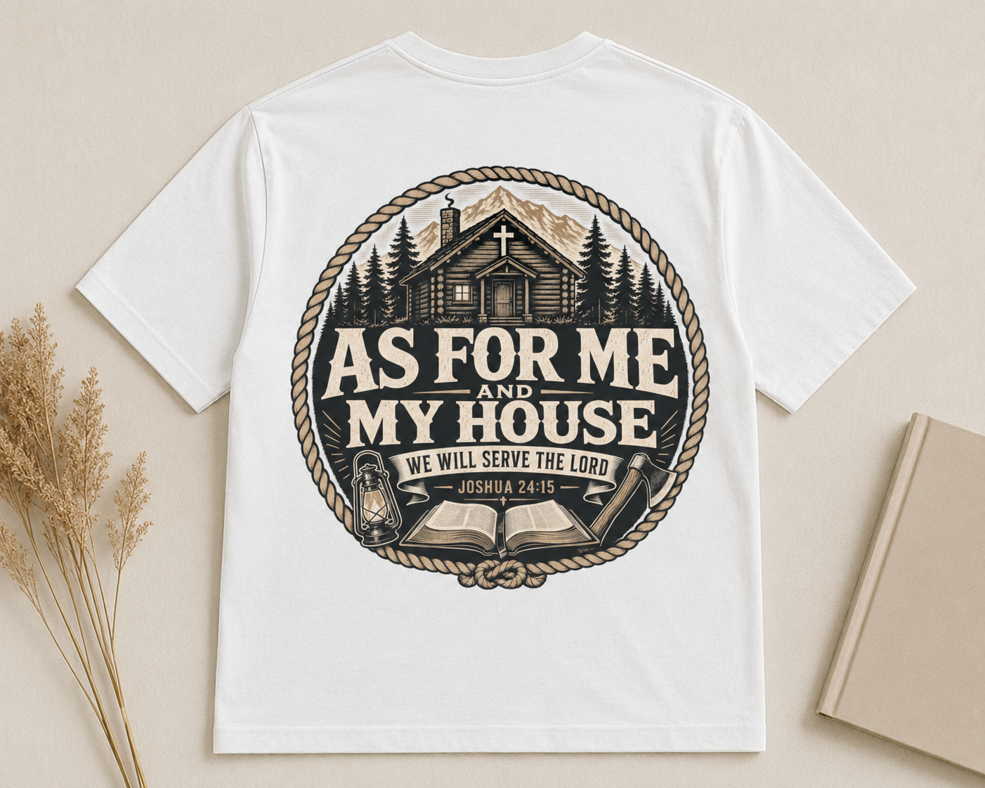 AS FOR ME AND MY HOUSE | JOSHUA 24:15  Christian T-Shirt | Back Print