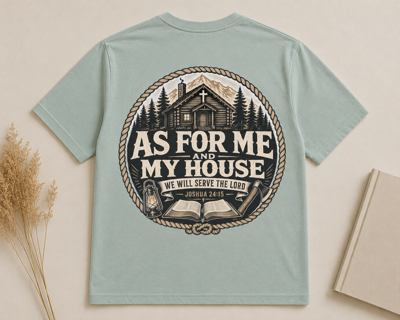 AS FOR ME AND MY HOUSE | JOSHUA 24:15  Christian T-Shirt | Back Print
