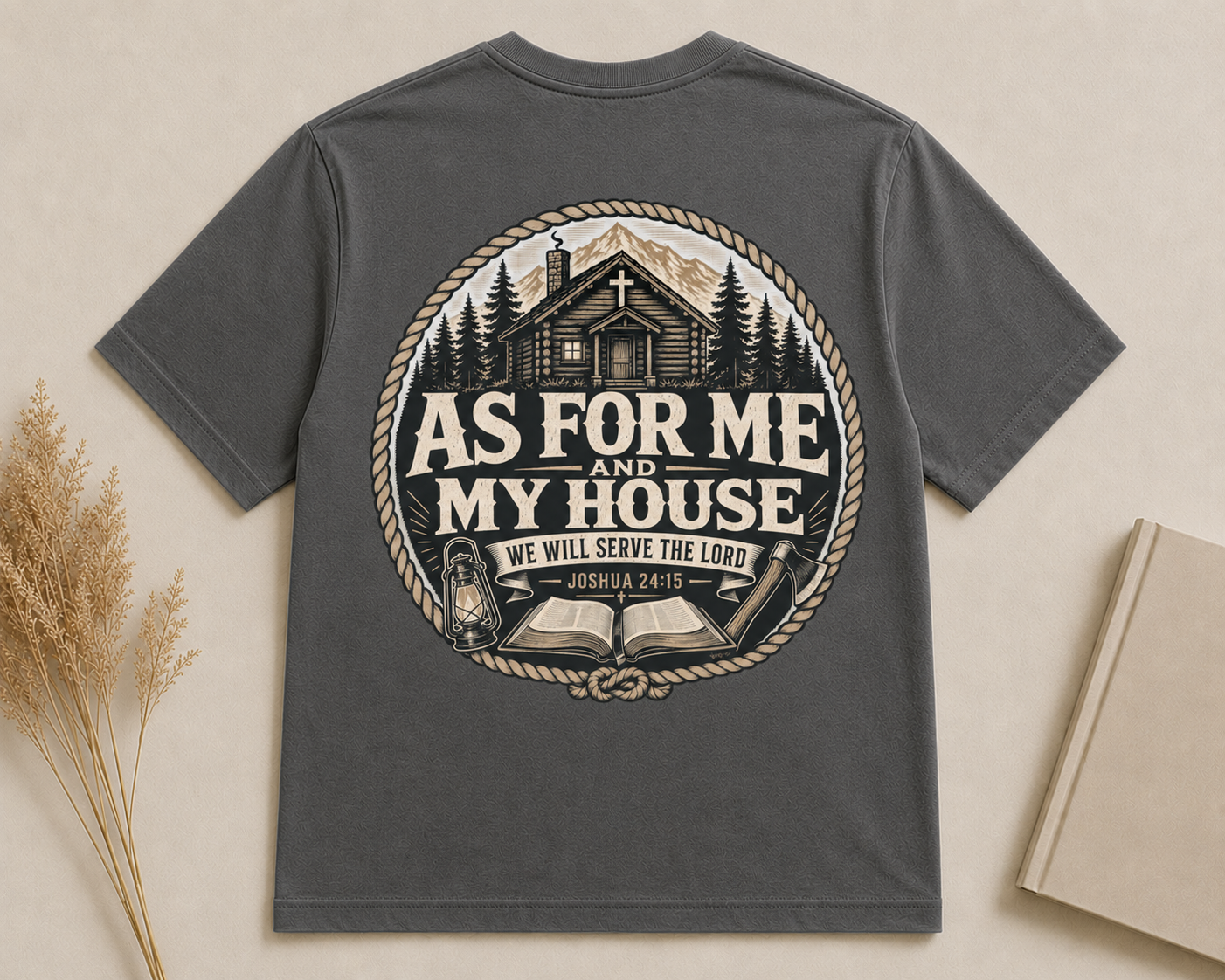 AS FOR ME AND MY HOUSE | JOSHUA 24:15  Christian T-Shirt | Back Print