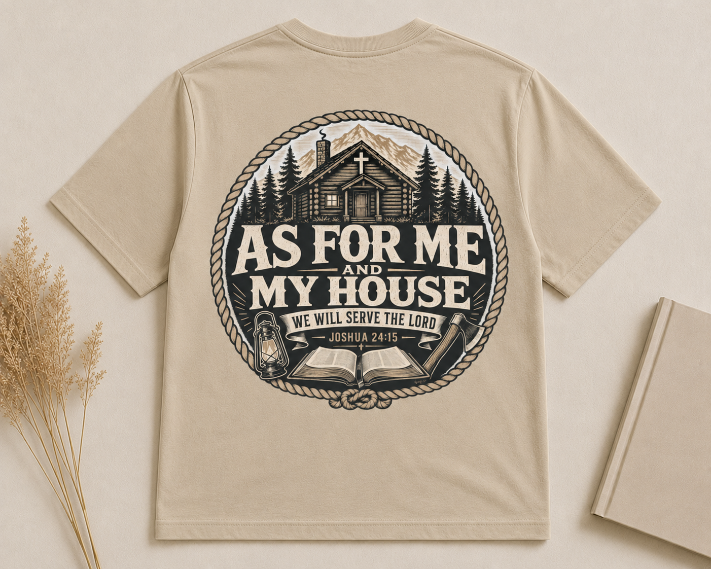AS FOR ME AND MY HOUSE | JOSHUA 24:15  Christian T-Shirt | Back Print