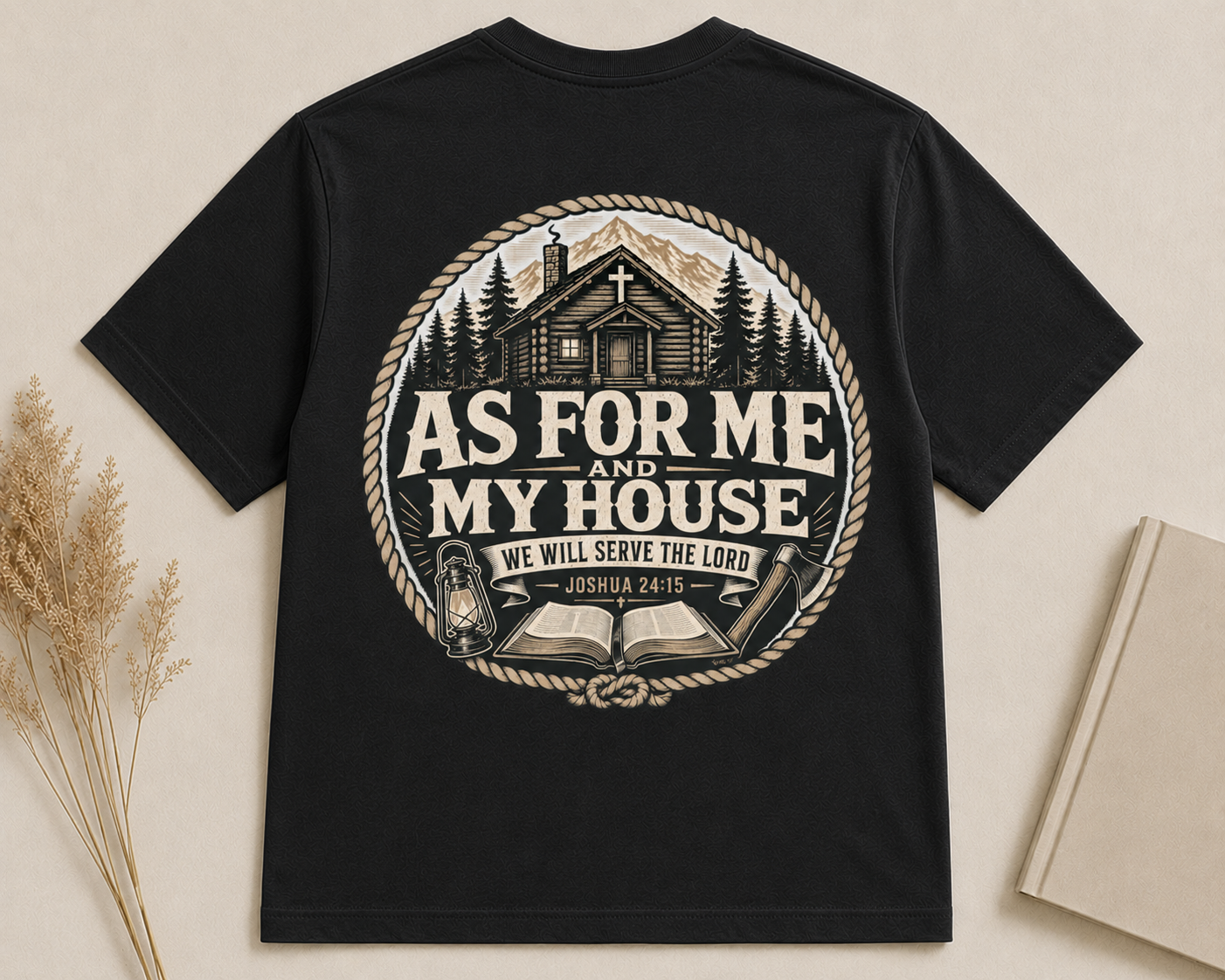 AS FOR ME AND MY HOUSE | JOSHUA 24:15  Christian T-Shirt | Back Print