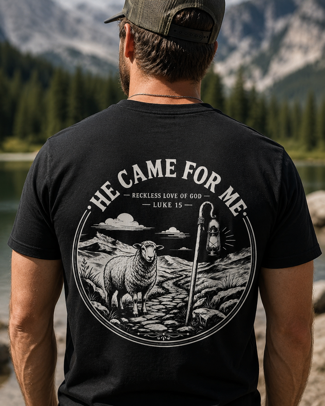 HE CAME FOR ME | LUKE 15  Christian T-Shirt | Back Print