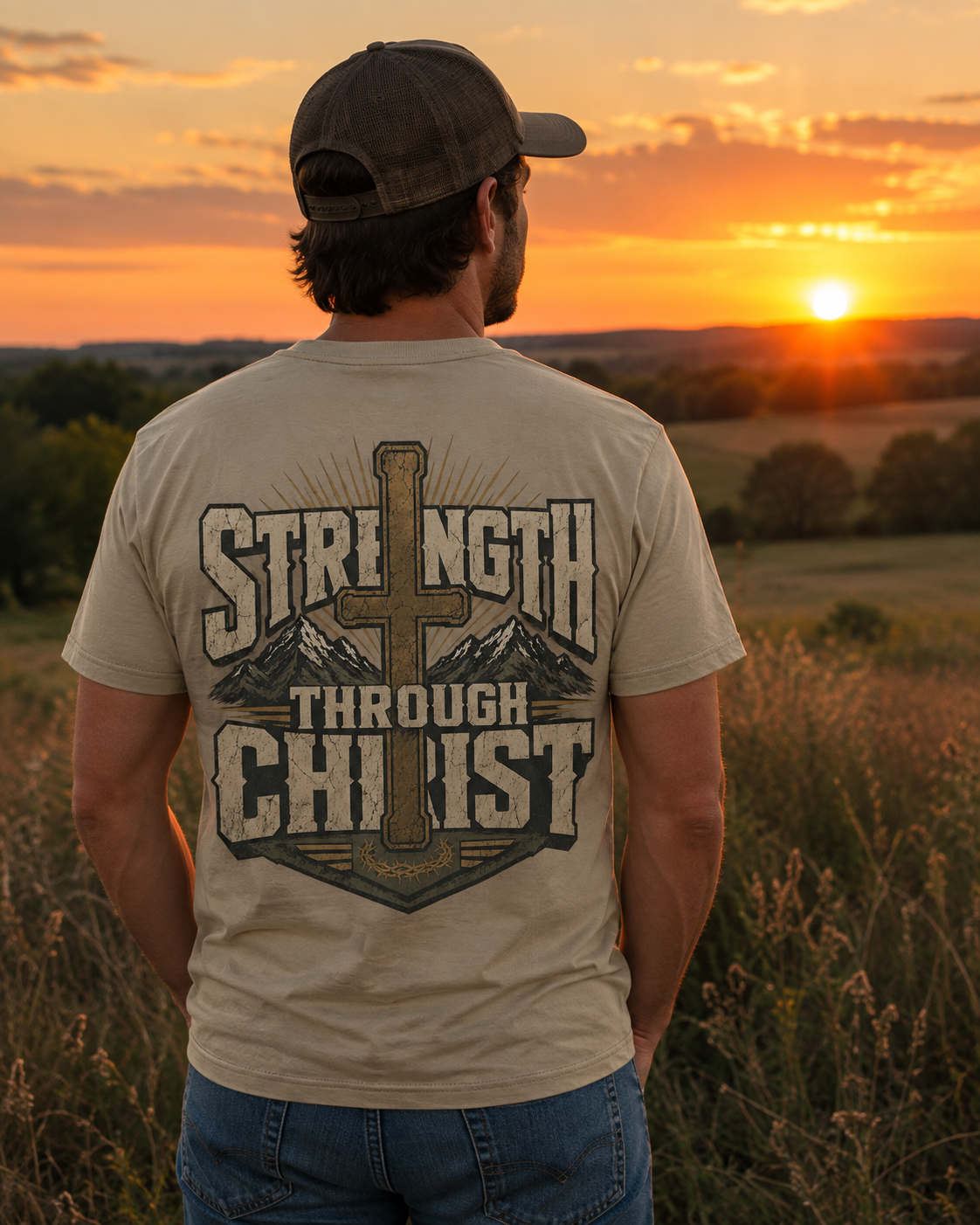 STRENGTH THROUGH CHRIST | Christian T-Shirt |  Back Print