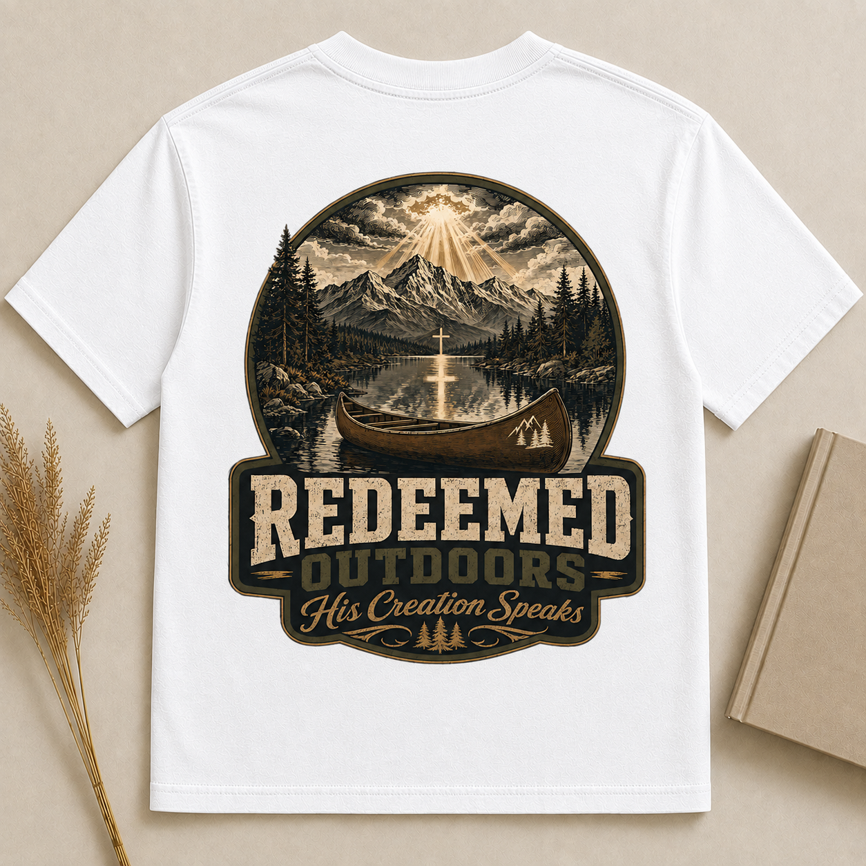 REDEEMED OUTDOORS | Christian T-Shirt |  Back Print