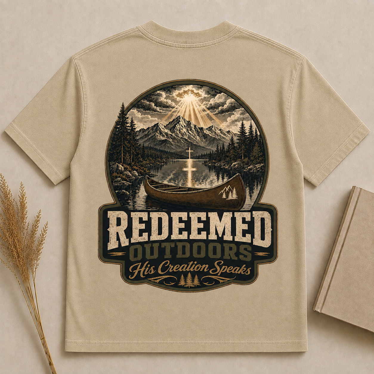 REDEEMED OUTDOORS | Christian T-Shirt |  Back Print