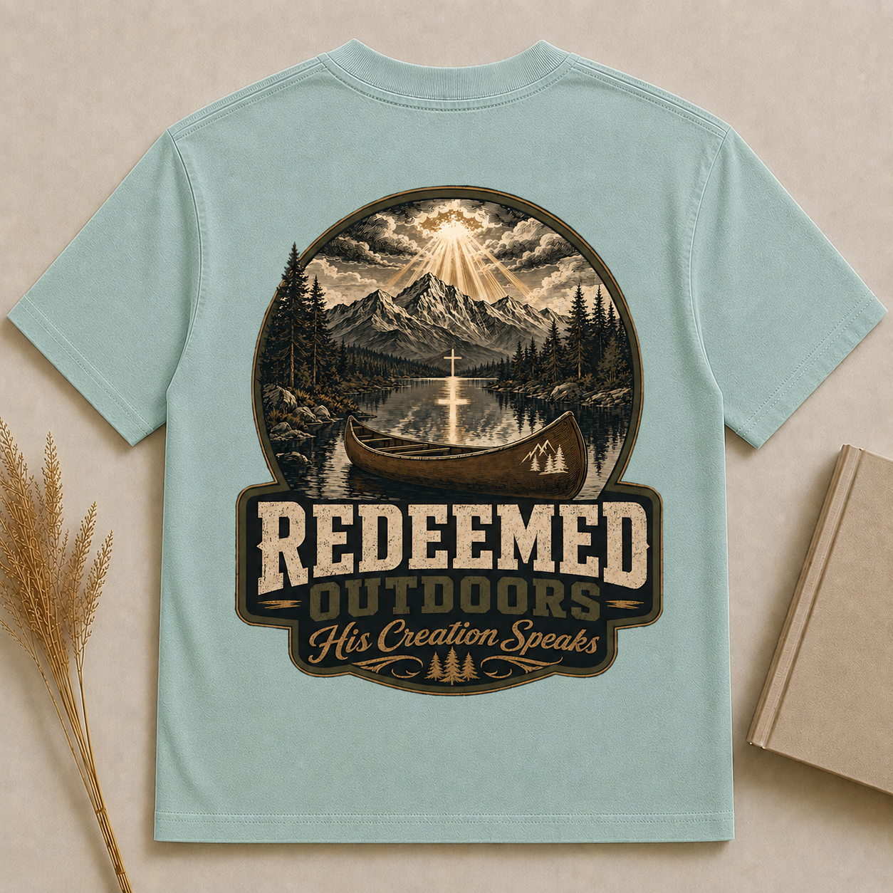 REDEEMED OUTDOORS | Christian T-Shirt |  Back Print