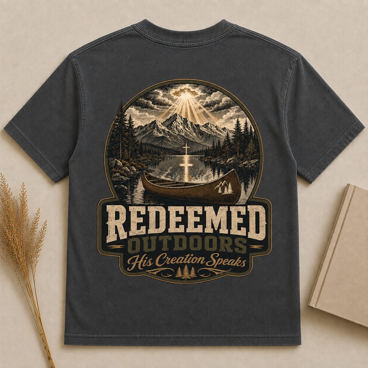 REDEEMED OUTDOORS | Christian T-Shirt |  Back Print