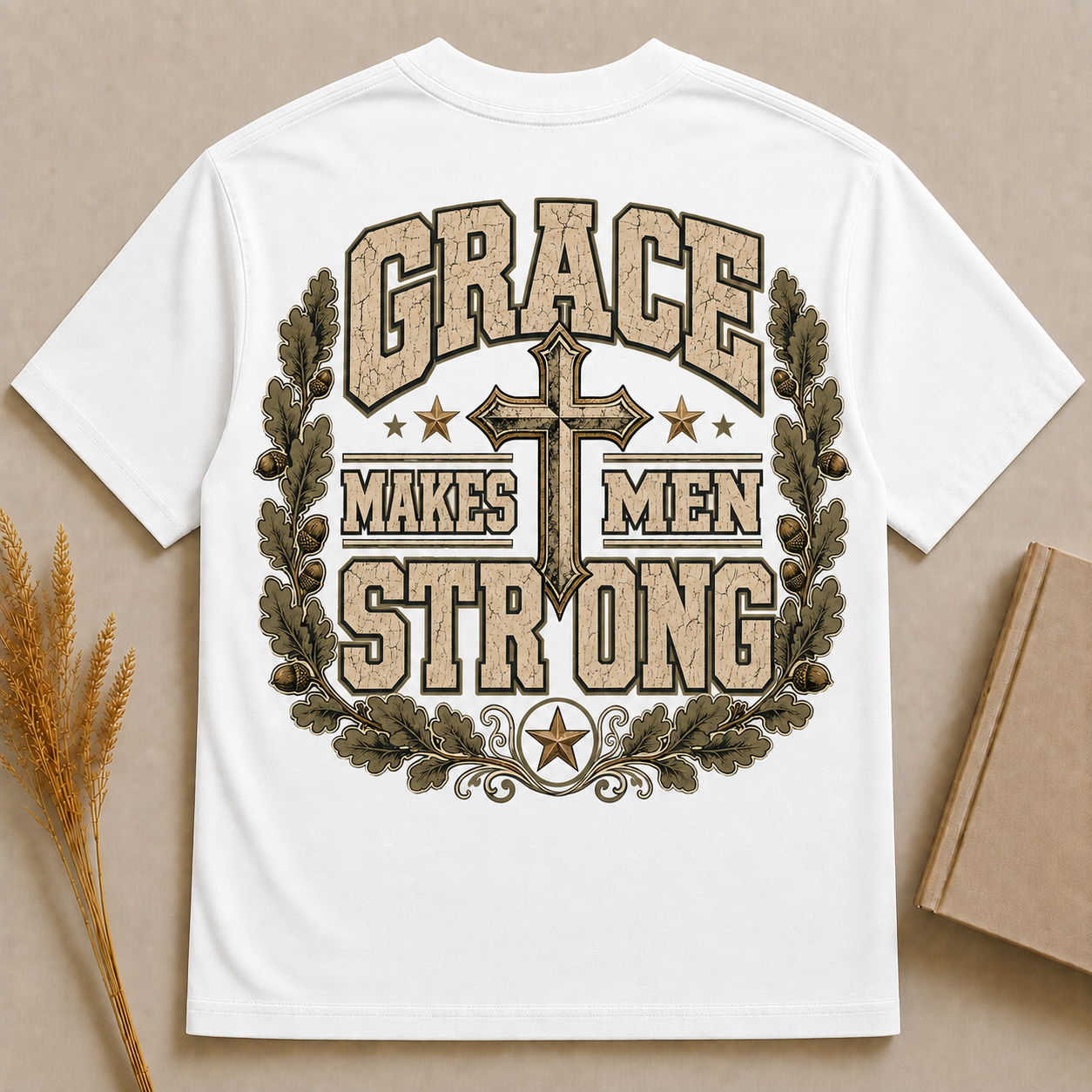 GRACE MAKES MEN STRONG | Christian T-Shirt | Back Print