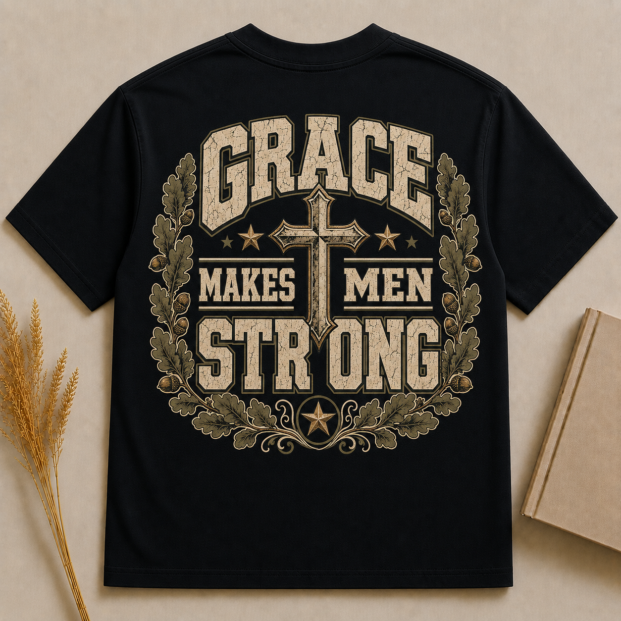 GRACE MAKES MEN STRONG | Christian T-Shirt | Back Print