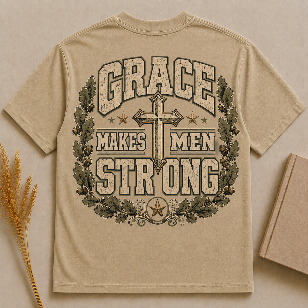 GRACE MAKES MEN STRONG | Christian T-Shirt | Back Print