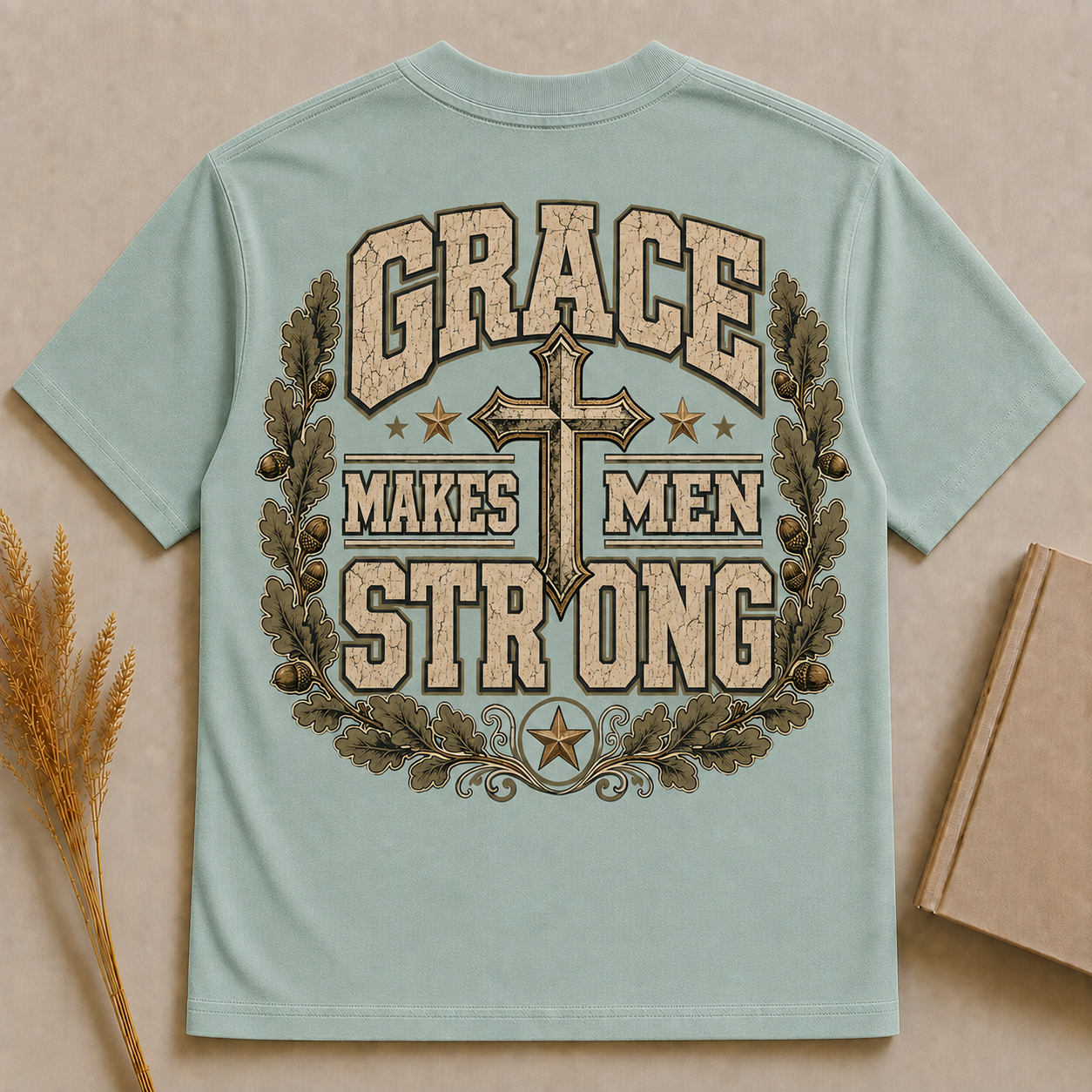 GRACE MAKES MEN STRONG | Christian T-Shirt | Back Print
