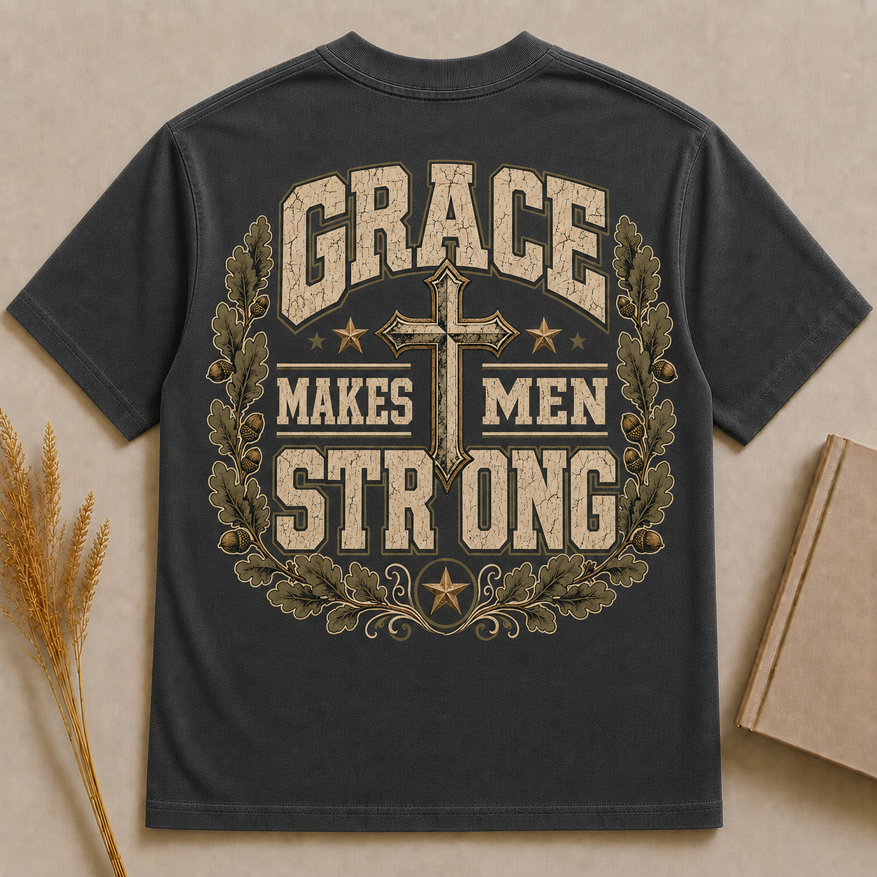 GRACE MAKES MEN STRONG | Christian T-Shirt | Back Print