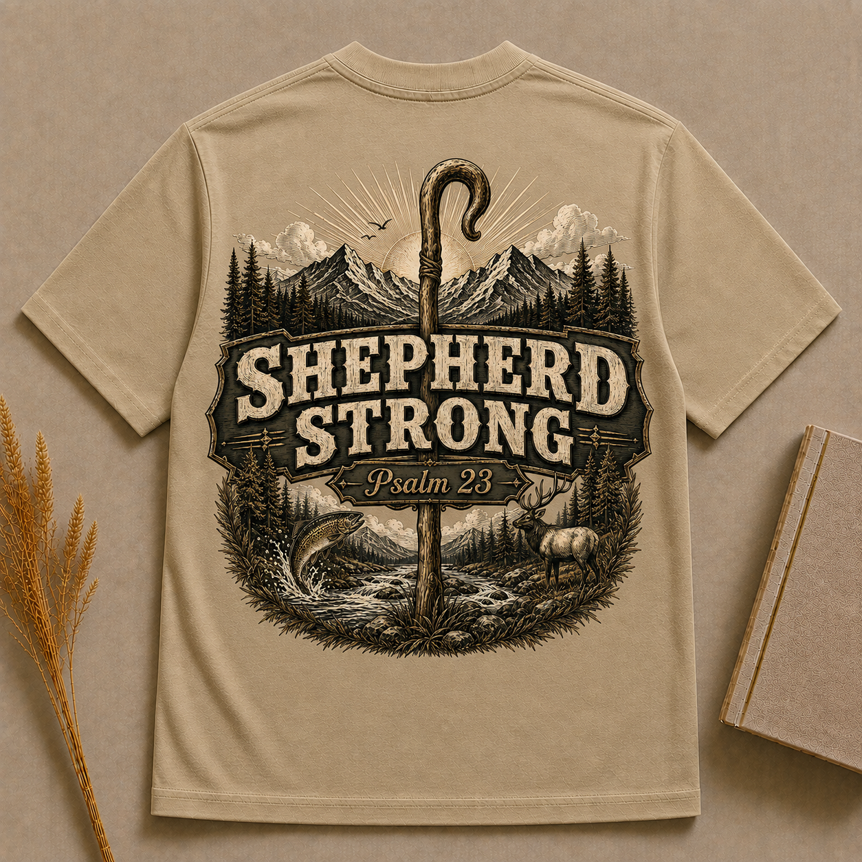 SHEPHERD STRONG | PSALM 23 | Christian T-Shirt | Back Print