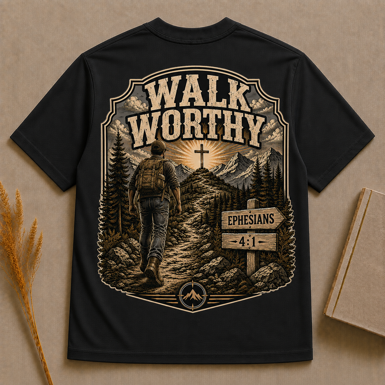 WALK WORTHY | EPHESIANS 4:1  | Christian T-Shirt | Back Print
