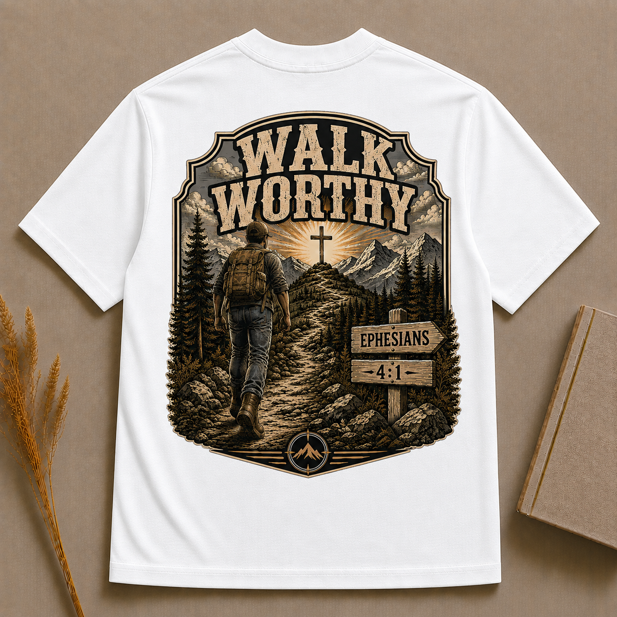 WALK WORTHY | EPHESIANS 4:1  | Christian T-Shirt | Back Print