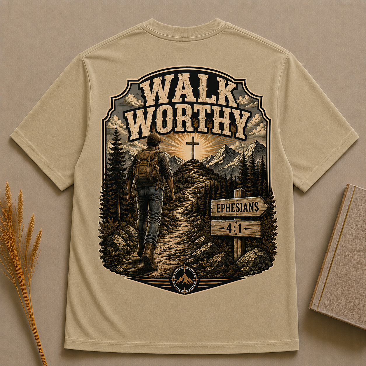 WALK WORTHY | EPHESIANS 4:1  | Christian T-Shirt | Back Print