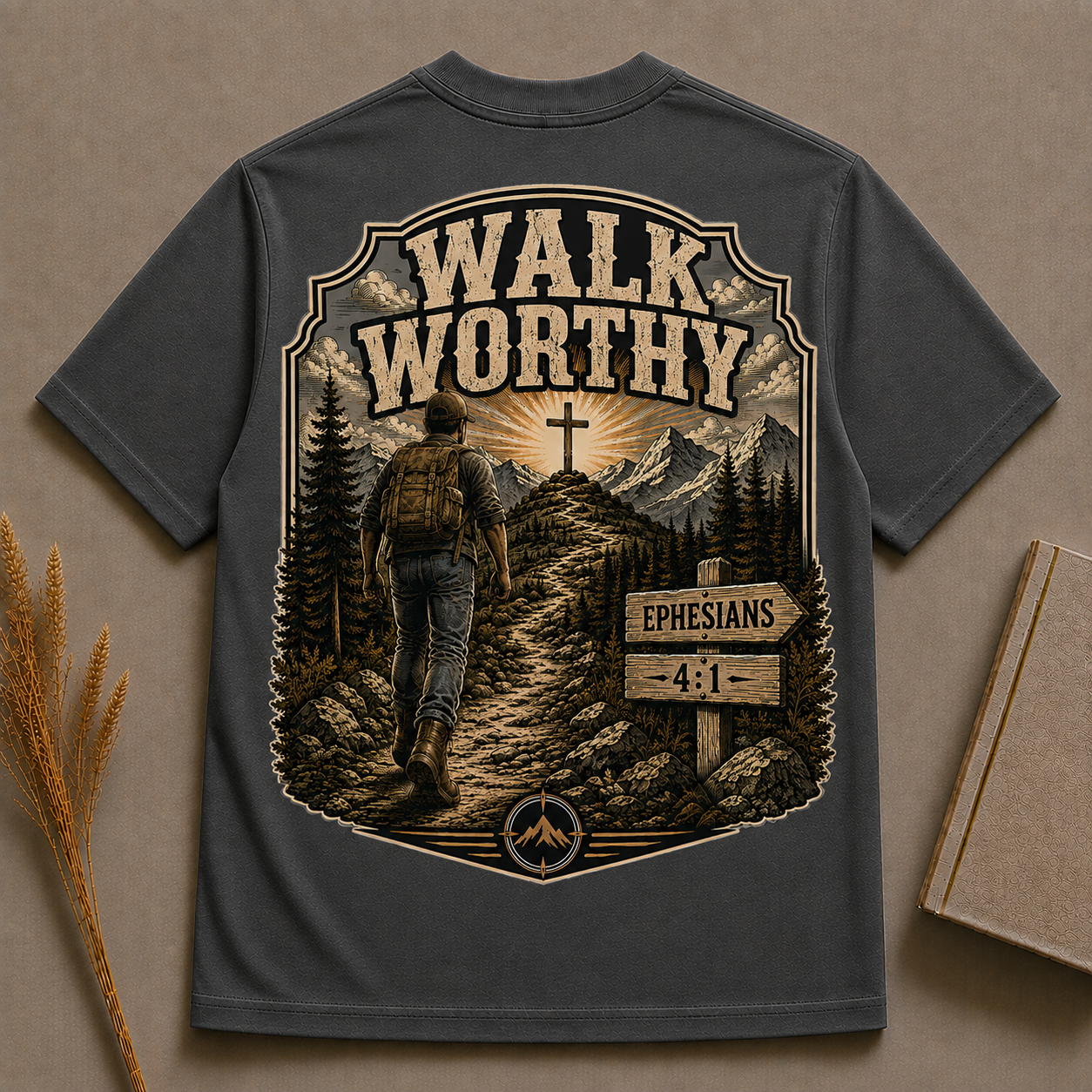 WALK WORTHY | EPHESIANS 4:1  | Christian T-Shirt | Back Print