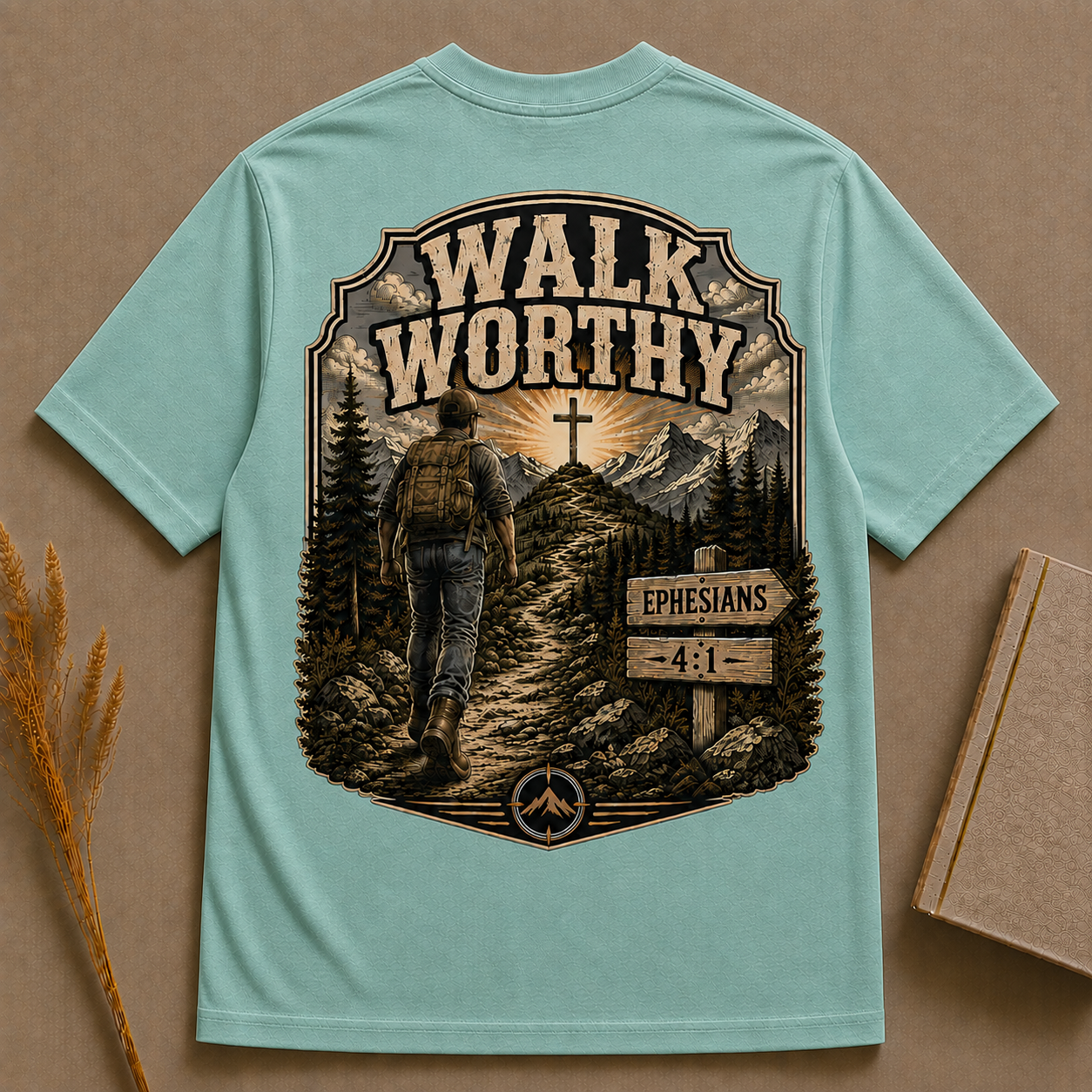WALK WORTHY | EPHESIANS 4:1  | Christian T-Shirt | Back Print