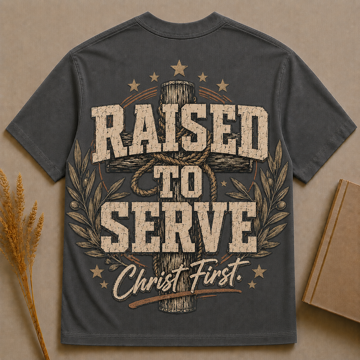 RAISED TO SERVE  | Christian T-Shirt | Back Print