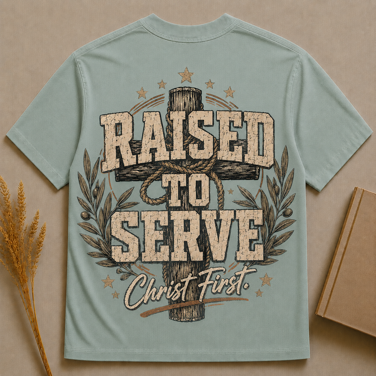 RAISED TO SERVE  | Christian T-Shirt | Back Print